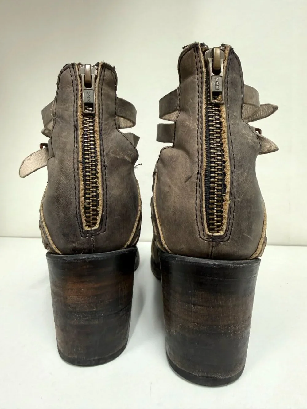 Freebird Todum Distressed Leather Wedge Sandal